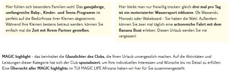Club Magic Life Africana Imperial Aktivitäten