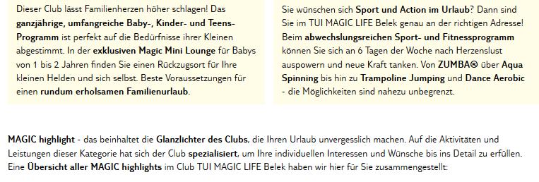 Club Magic Life Belek Aktivitäten