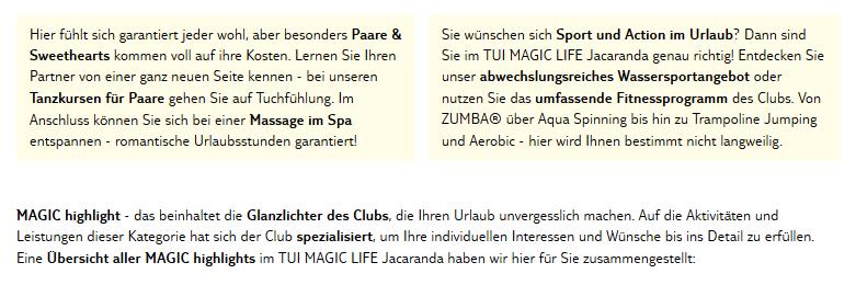Club Magic Life Jacaranda Aktivitäten