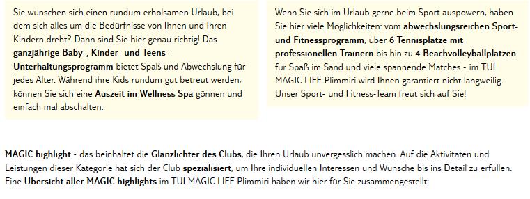 Club Magic Life Plimmiri Aktivitäten