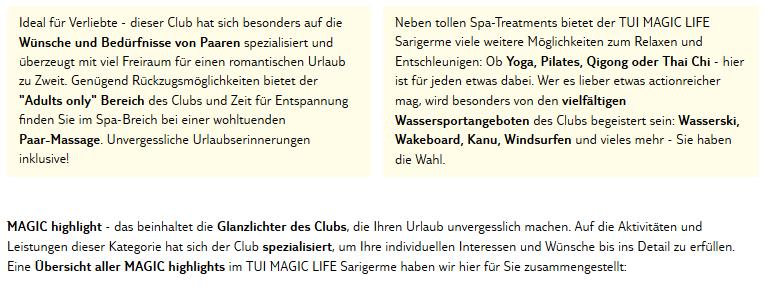 Club Magic Life Sarigerme Aktivitäten