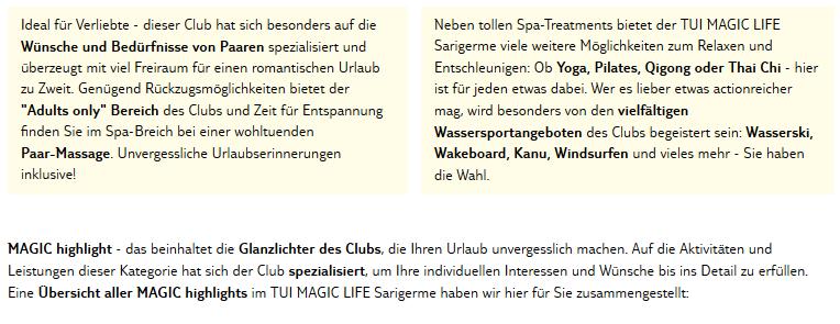 Club Magic Life Sarigerme Aktivitäten