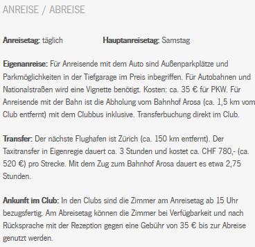 Robinson Arosa Reise Details