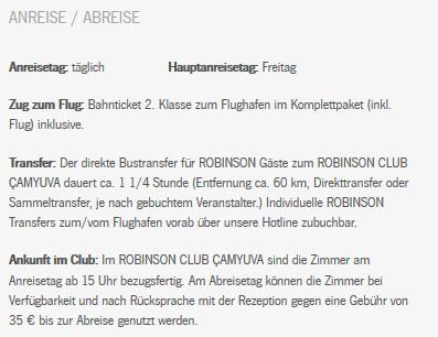 Robinson Camyuva Reise Details