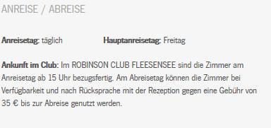 Robinson Fleesensee Reise Details