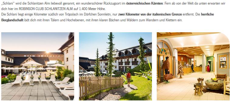 Robinson Schlanitzen Alm Reisen