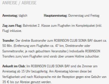 Robinson Soma Bay Reise Details